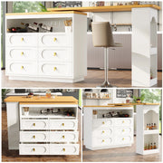 Tavolo Bar Allungabile con Cassetti e Ruote ¨C MINIMAL ¨C Bianco, 138-203 cm