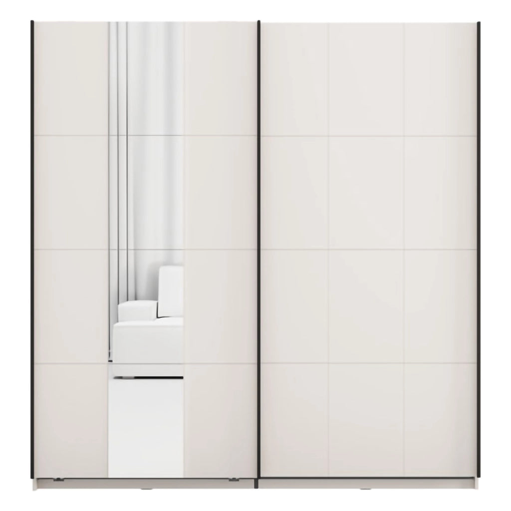 Armadio Camera da Letto Asilah, Guardaroba 2 Ante Appendiabiti, 195x205h cm Bianco Crema