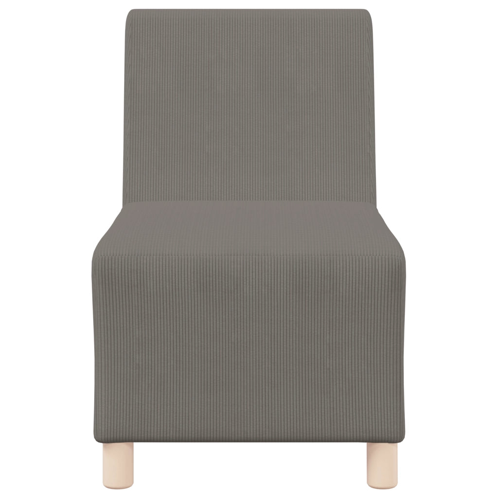 Divano Sedia senza Braccioli Grigio Chiaro 55 cm Tessuto di Velluto a Coste