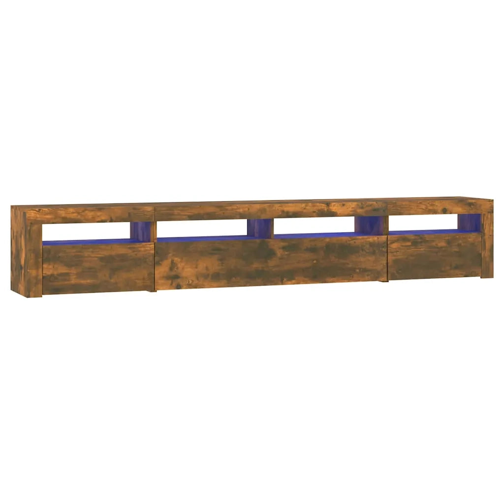 Mobile Porta TV con Luci LED Rovere Fumo 240x35x40 cm 3152727