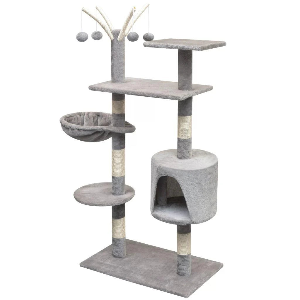 Tiragraffi albero per gatti cuccia per gatti giocattolo peluche sisal 125 cm grigio 3702185