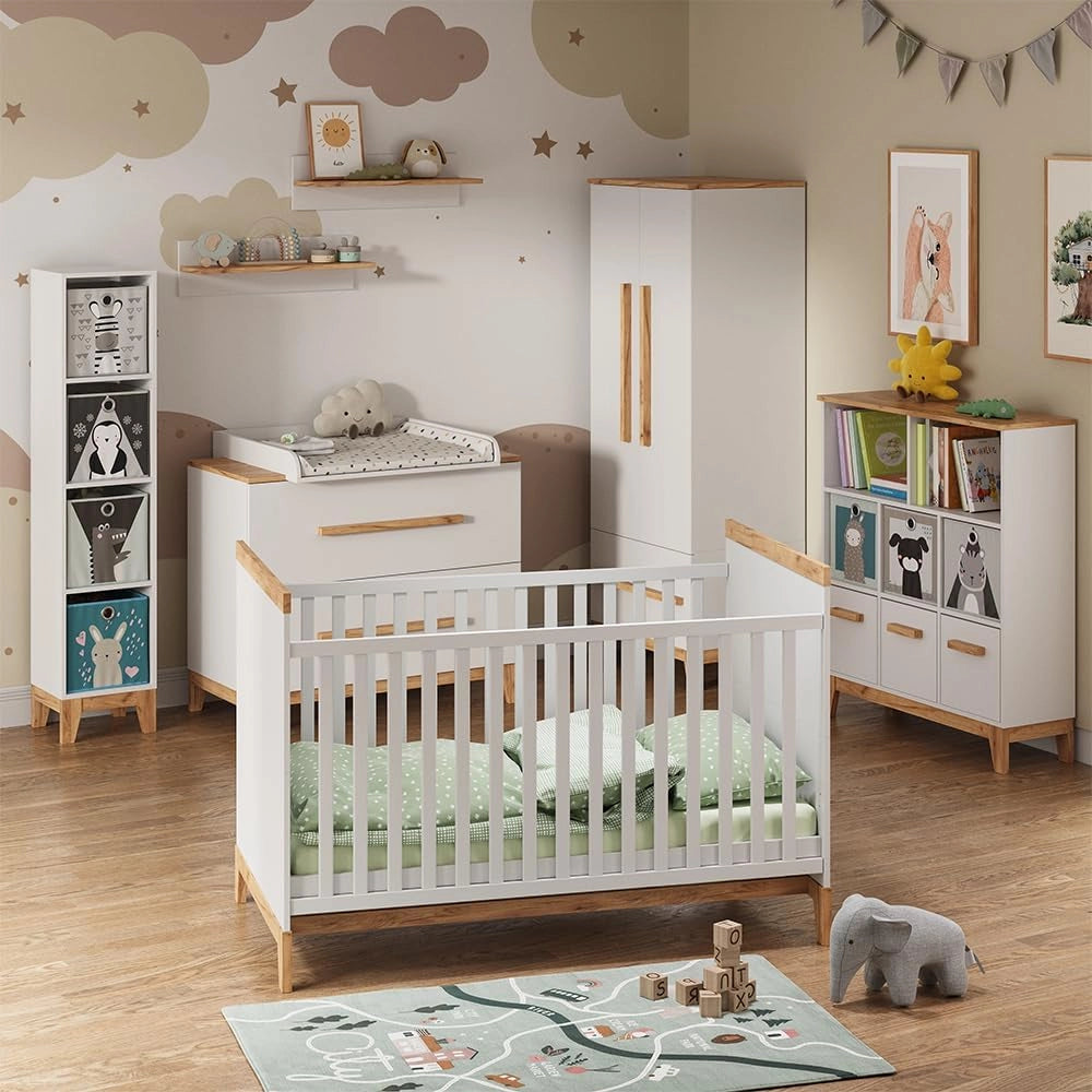Scaffale per bambini Malia, Bianco/Artisan, 98.4 x 113.4 cm, combinabile per riporre giocattoli e libri