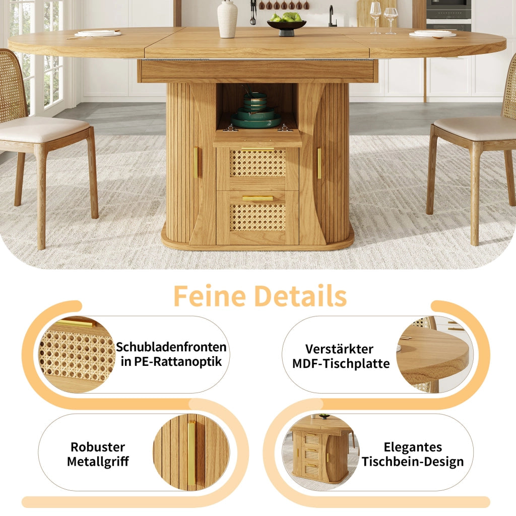 Tavolo da pranzo allungabile 118-158 cm con cassetti