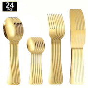 Servizio 24 Posate Oro Lucido per Natale Decorazioni da Tavola Cucina Natalizie