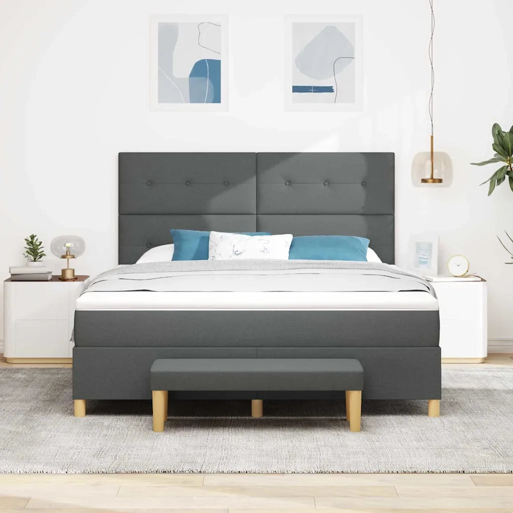 Letto a molle con testiera Grigio scuro 200 x 180 cm Tessuto 3344318