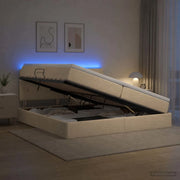 Letto con contenitore LED e materasso Crema 200 x 200 cm 3459088
