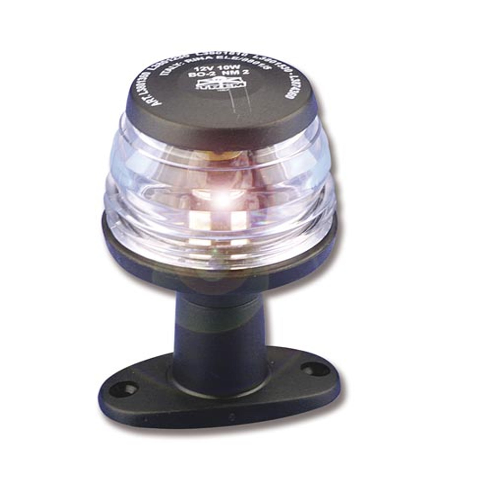 Fanale 12v coronamento nero nautica 360 gradi luce bianca