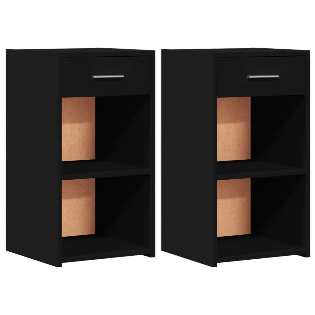 Comodini 2pz Neri 35x34x65 cm in Legno Multistrato 840579