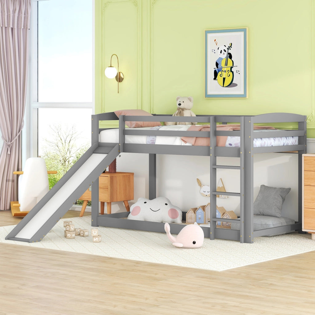 Letto a castello con scivolo legno di pino 90x200 cm