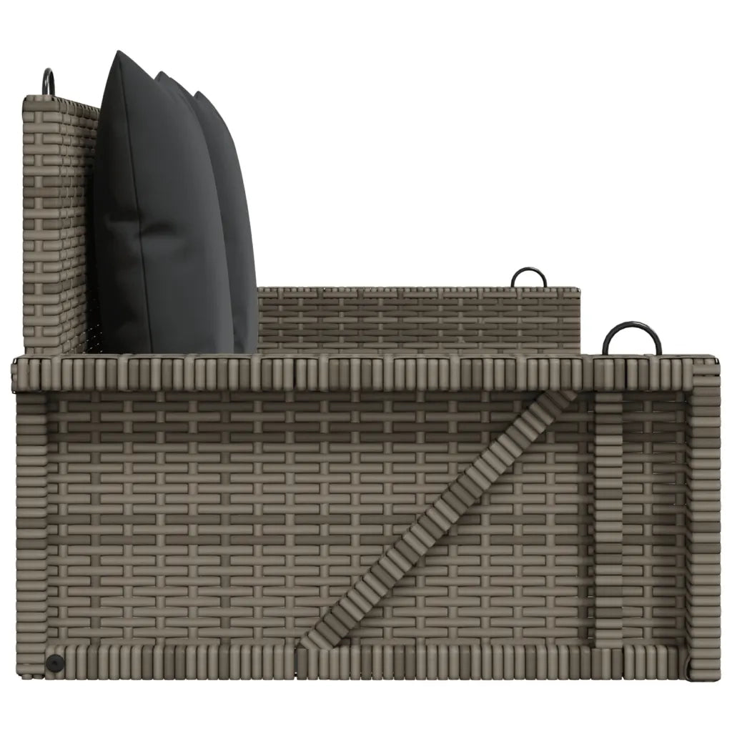 Panca da Giardino | Panchina Dondolo con Cuscini Grigia 119x56x48 cm in Polyrattan