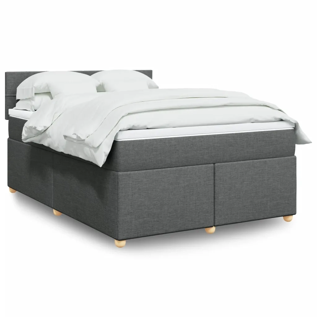 vidaXL Giroletto a Molle con Materasso Grigio Scuro 160x200 cm Tessuto