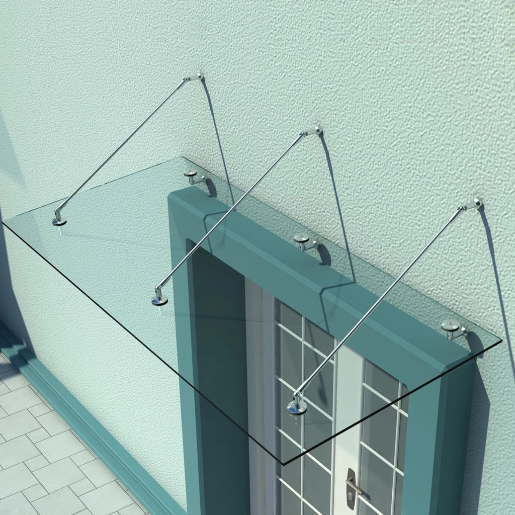 Vordach in Vetro Temperato e Acciaio Inox ¨C Zephmum ¨C 200x90cm