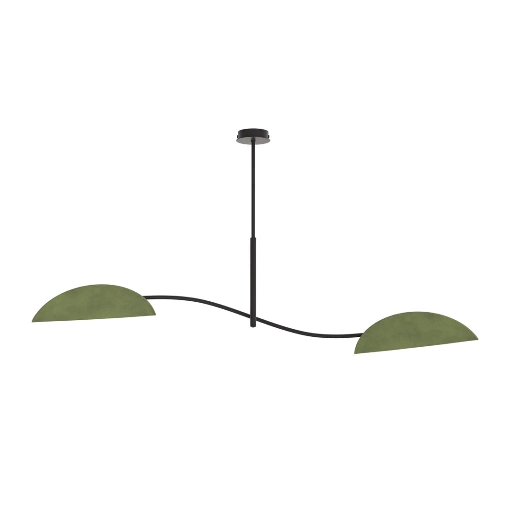 Plafoniera LOTUS Emibig nera-verde foglie velluto 2xE14 10W