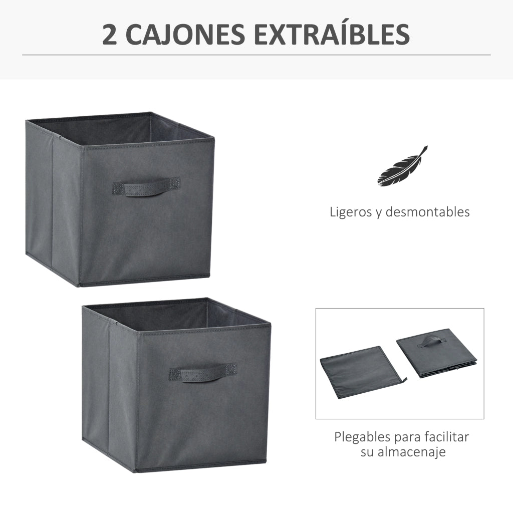 Libreria modulare 4 cubi con 2 cassetti ¨C zephmum ¨C bianco e grigio 61,5x30x61,5 cm