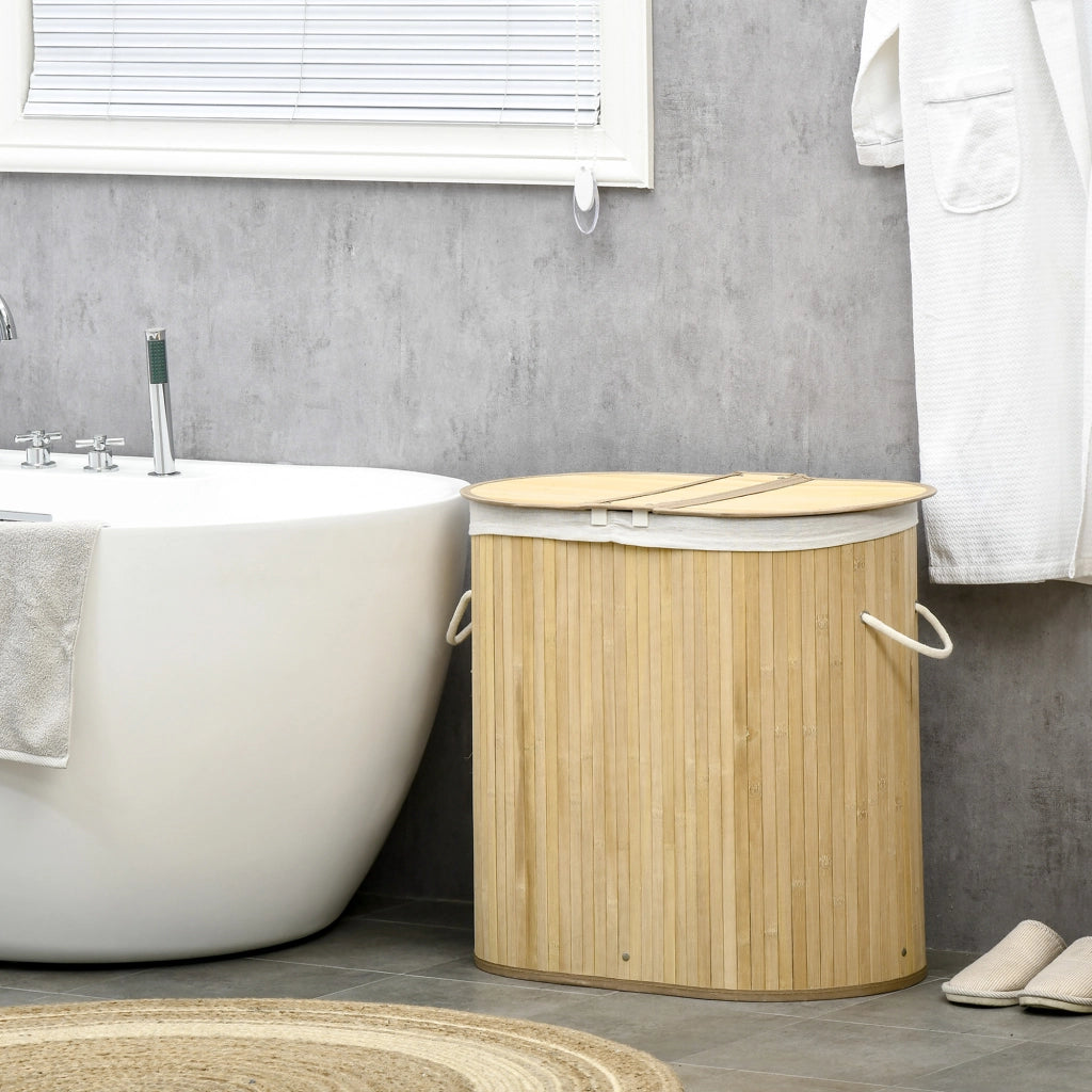 Cestino per bucato in bamb¨´ 100L ¨C zephmum ¨C naturale 62.5x37x60.5 cm