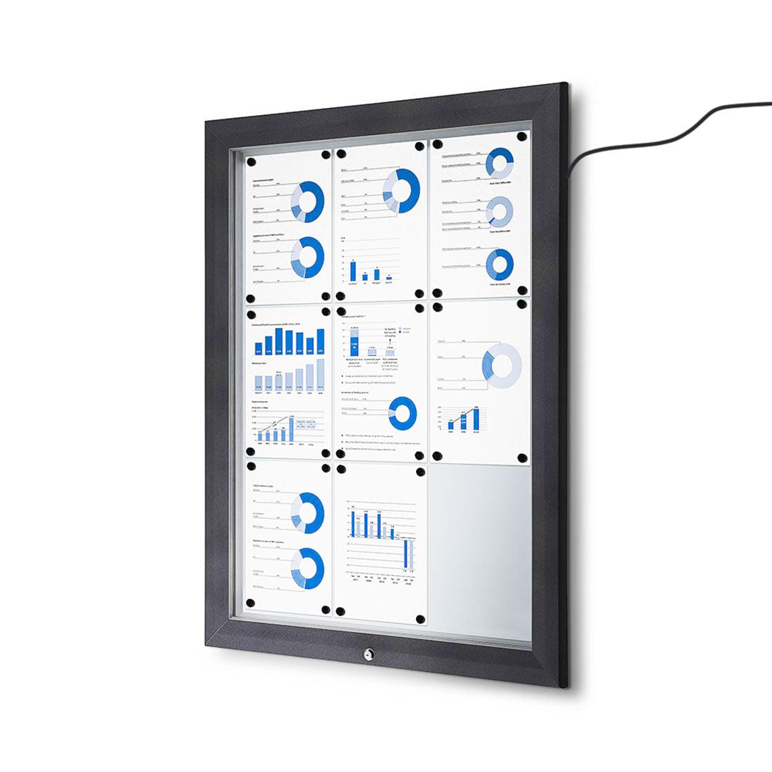 Bacheca da Esterno con Apertura a Ribalta 80,5x106,7x4,7 cm in Alluminio con Led Grigio Antracite