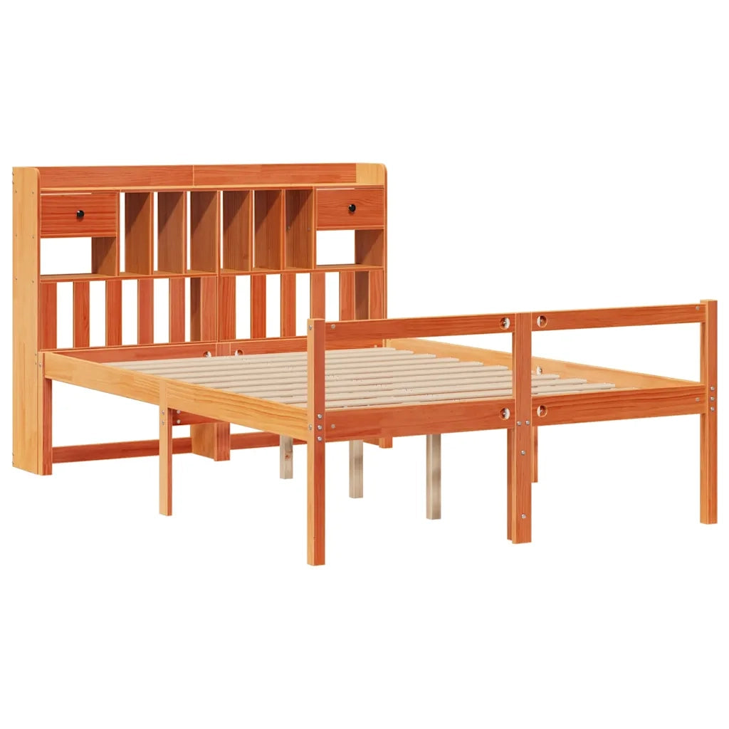 vidaXL Letto Libreria senza Materasso Marrone Cera 160x200 cm in Pino
