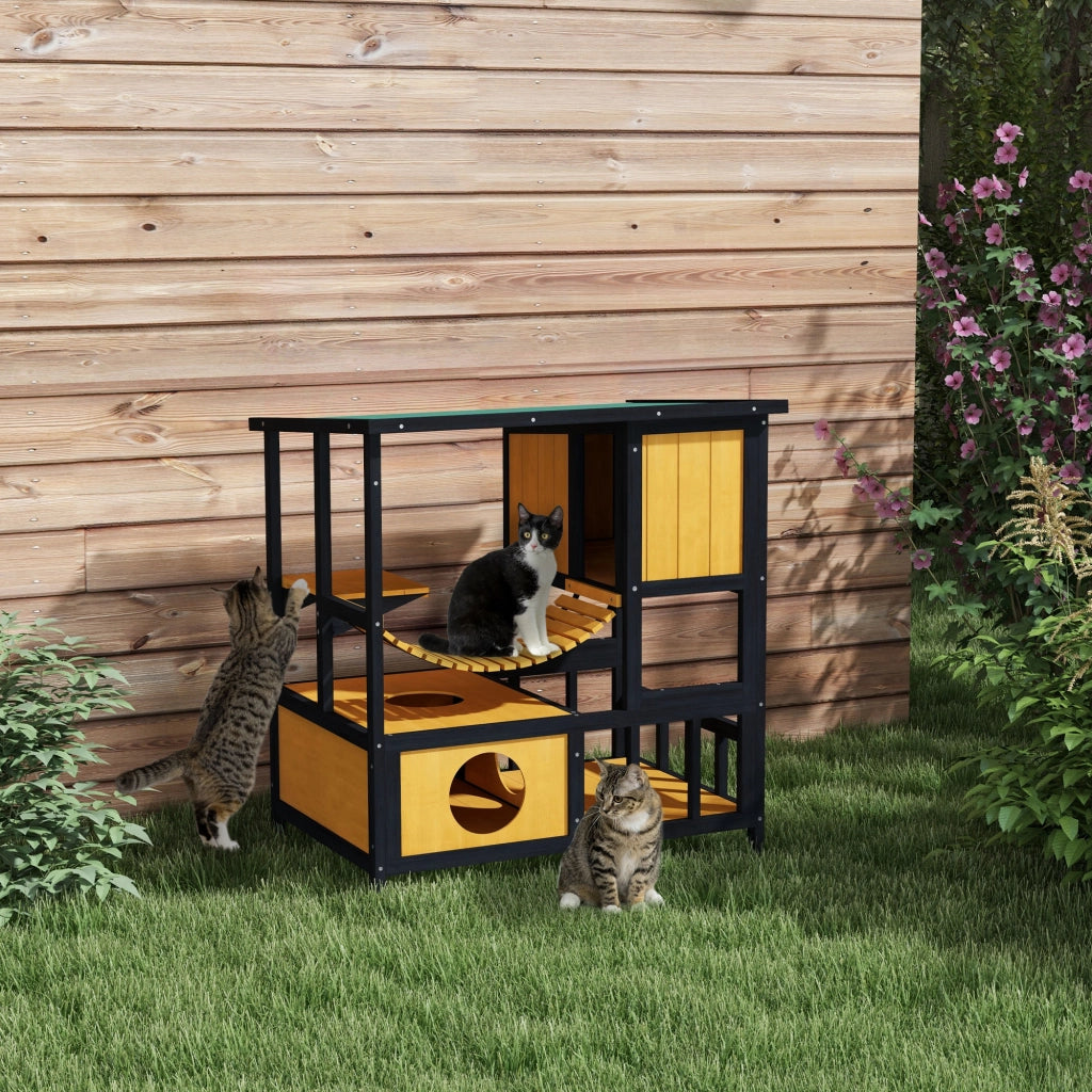 Casetta per Gatti con Rampa e Piattaforma ¨C Zephmum ¨C Verde 84.5x60x88 cm