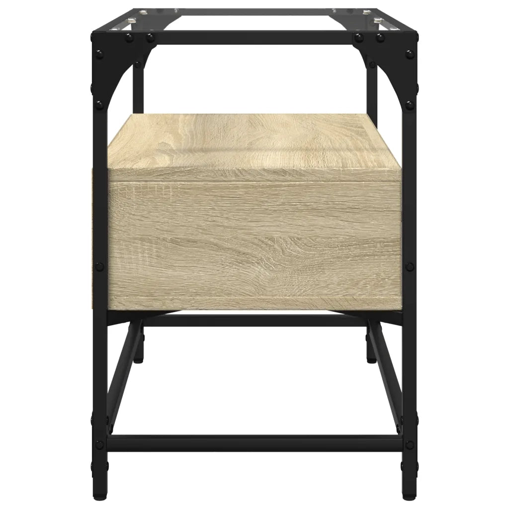 Mobile TV Piano-Credenza per TV-Console TV Vetro Rovere Sonoma 60x35x51 Legno Multistrato