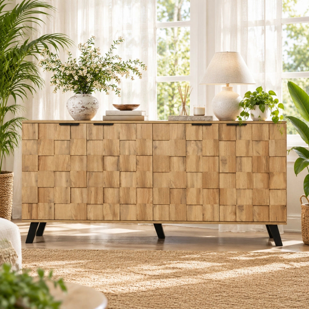 Sideboard a 4 ante con ripiani regolabili 160;5 x 35;5 x 78 cm; colore legno