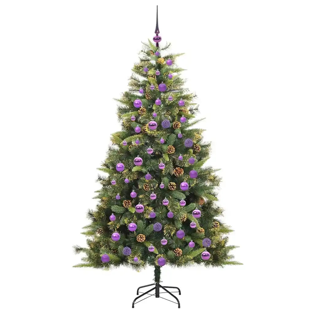 Albero di Natale artificiale pieghevole con coni Verde 180 cm 3395095