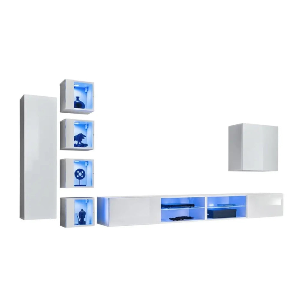 Set di mobili da salotto SWITCH XXVI design, colore bianco lucido.