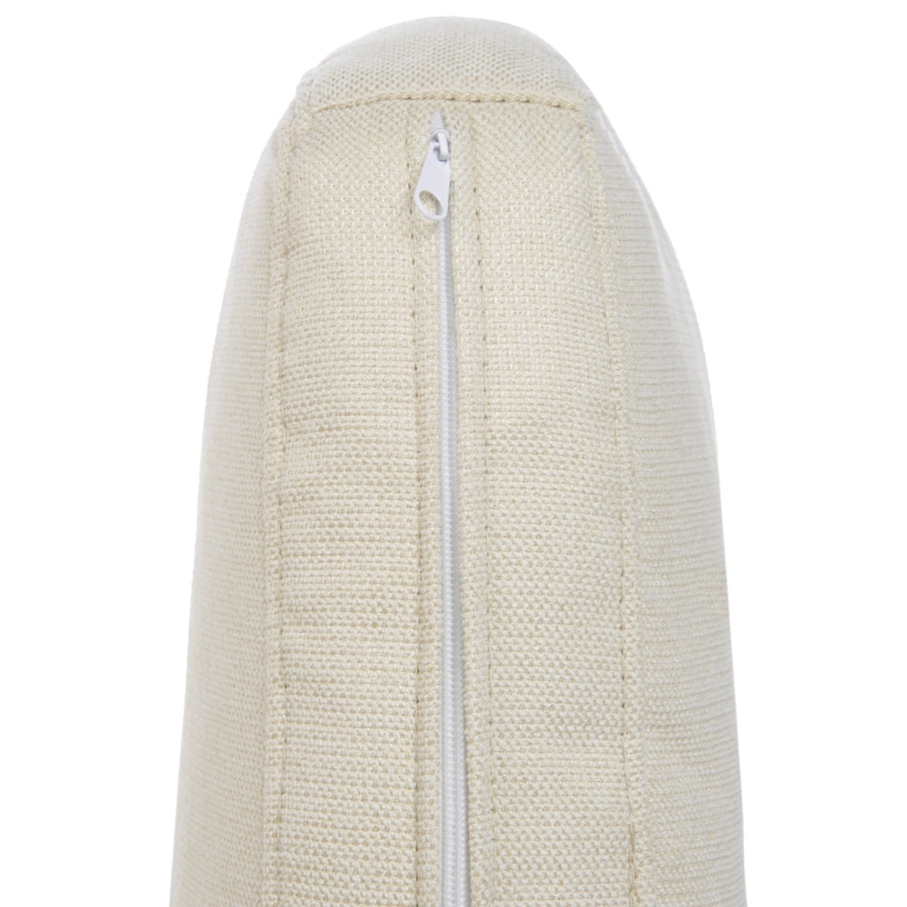 Divano moderno ad angolo con gambe in plastica in tessuto beige chiaro lato sinistro