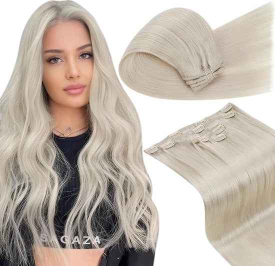 Estensioni Capelline in Ciocche di Capelli Umani 5 pezzi 80g 30cm Biondo Platinum Estensioni Capelline Remy Senza Nodo Clip in Estensioni Capelline #60