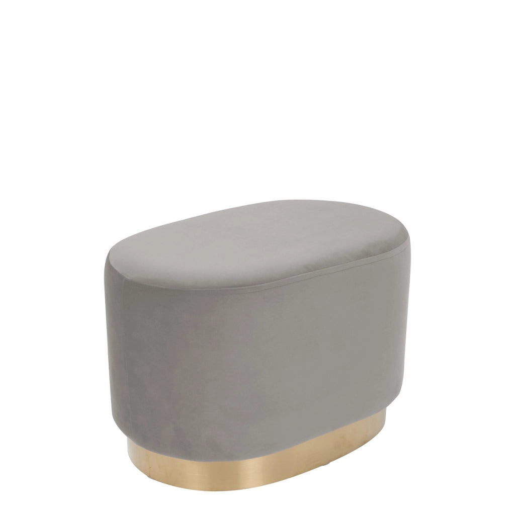 Pouf ovale Nano 425 in velluto azzurro e base oro