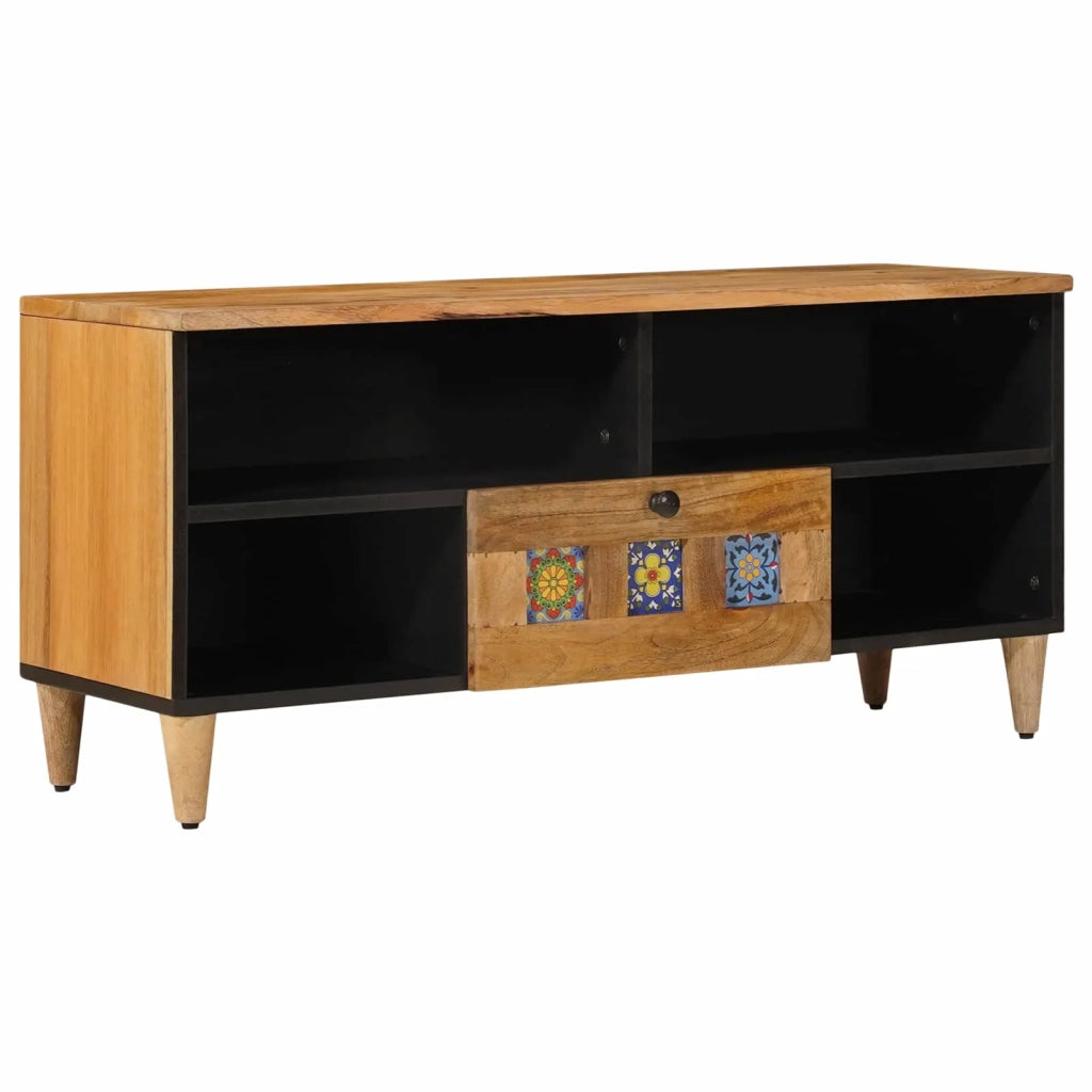 Mobile TV Naturale 100 x 33 x 46 cm Legno di mango massello