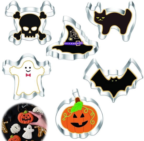 Forme per biscotti in acciaio inossidabile, 6 pezzi, durature e facili da pulire, ideali per dessert festivi, con design spettrale.