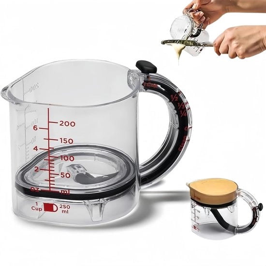 Misuratore 4 in 1 adattabile - Cucchiaino multifunzionale Up Cup con base regolabile e base di chiusura a stile raschiatore, facile da pulire per cucina e cottura & Ingredienti