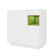Mobile Scarpiera con 1 Cassetto e LED 16 Colori; Ripiani Regolabili; Stile Moderno; in Pannello Truciolare; Bianco e Naturale; 105??39;5??100;5 cm