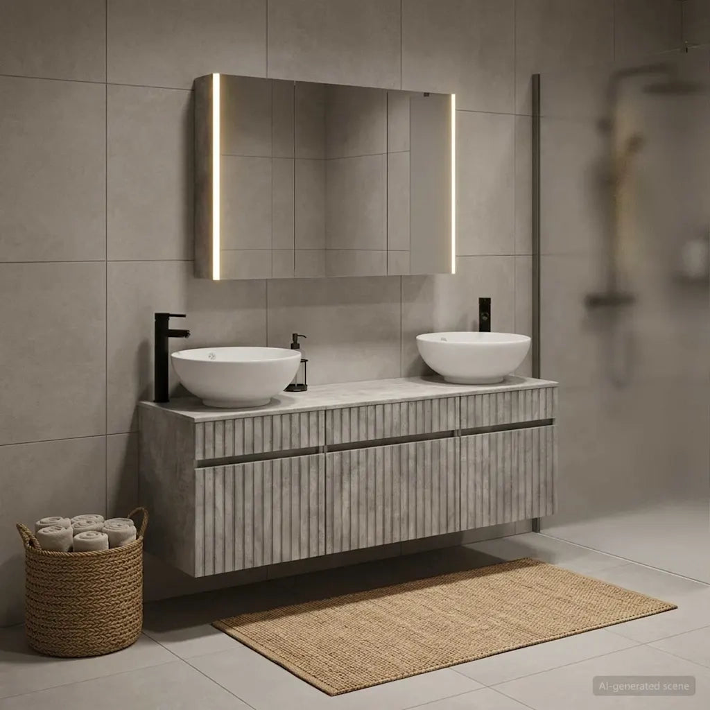 Set di Armadi da Bagno 4 pcs Grigio Cemento 3406626