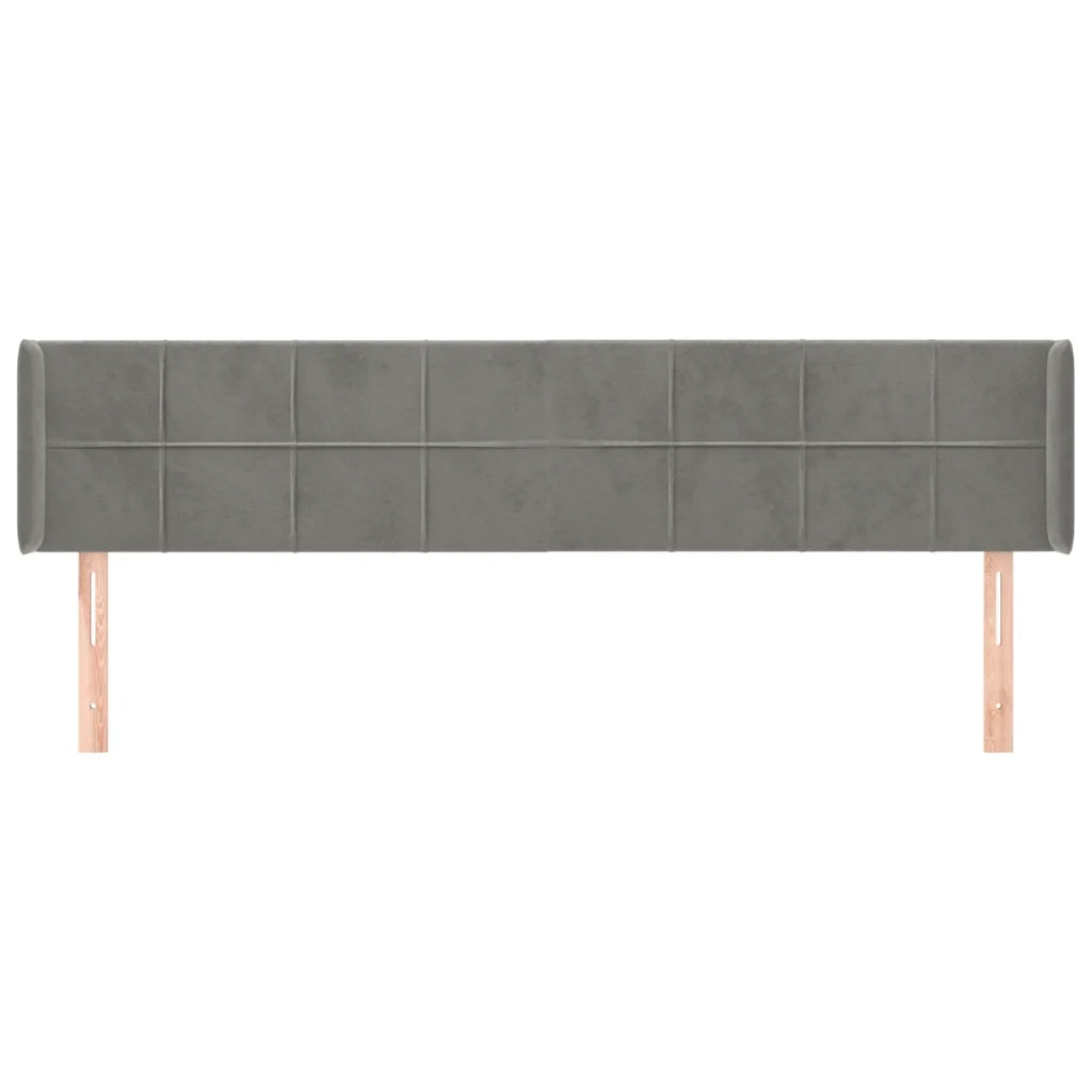 Testiera ad Orecchio-Testata con Orecchie Grigio Chiaro 163x16x78/88 cm in Velluto 383123