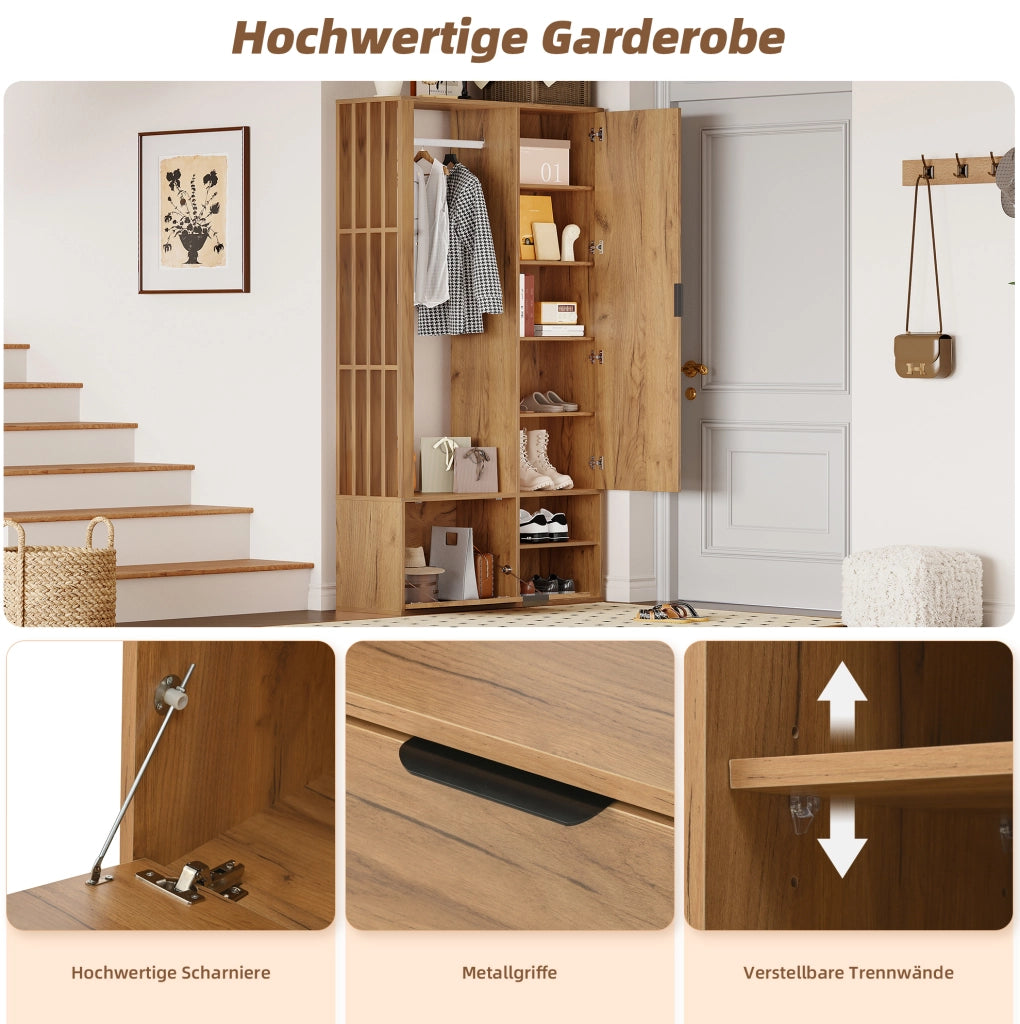 Mobile ingresso 6 in 1 con specchio e appendiabiti 100x33x190 cm