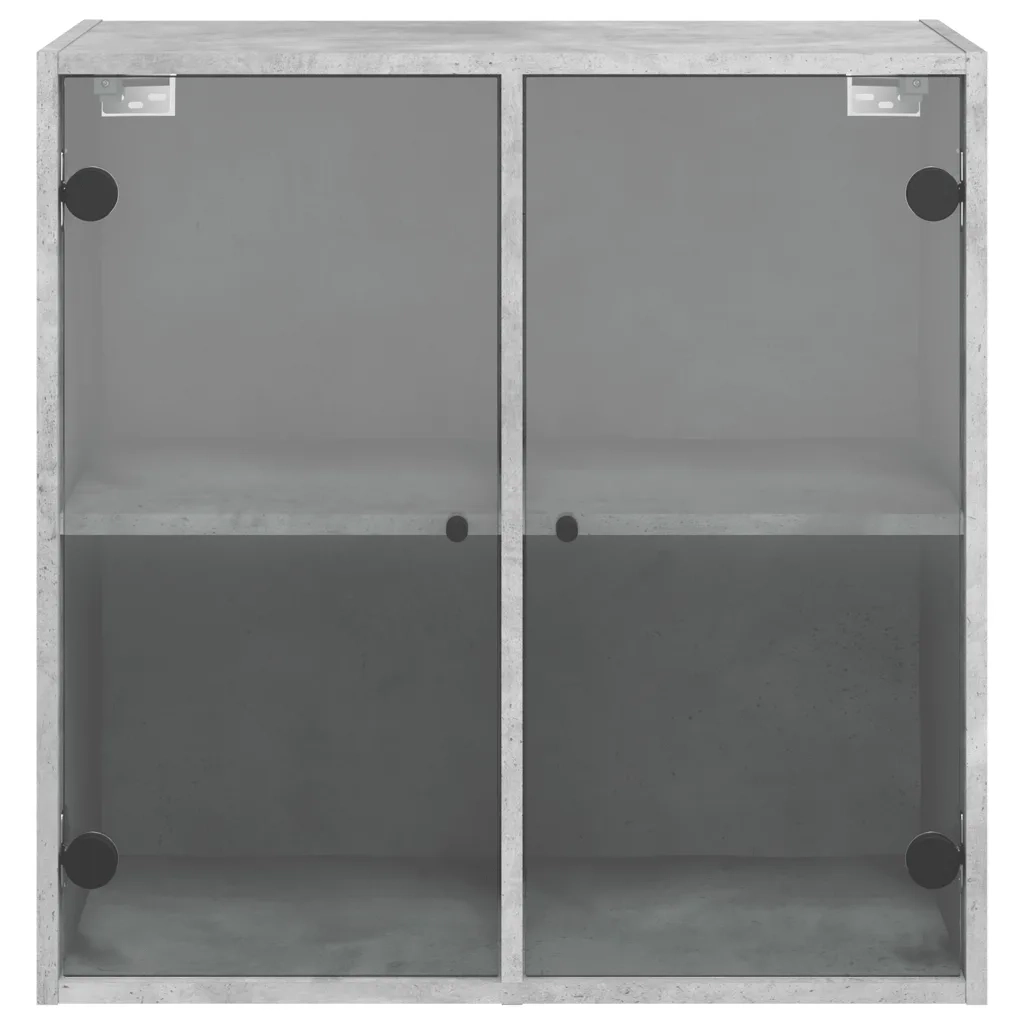 Armadietto a Muro | Mobile a Muro con Ante in Vetro Grigio Cemento 68x37x68,5 cm