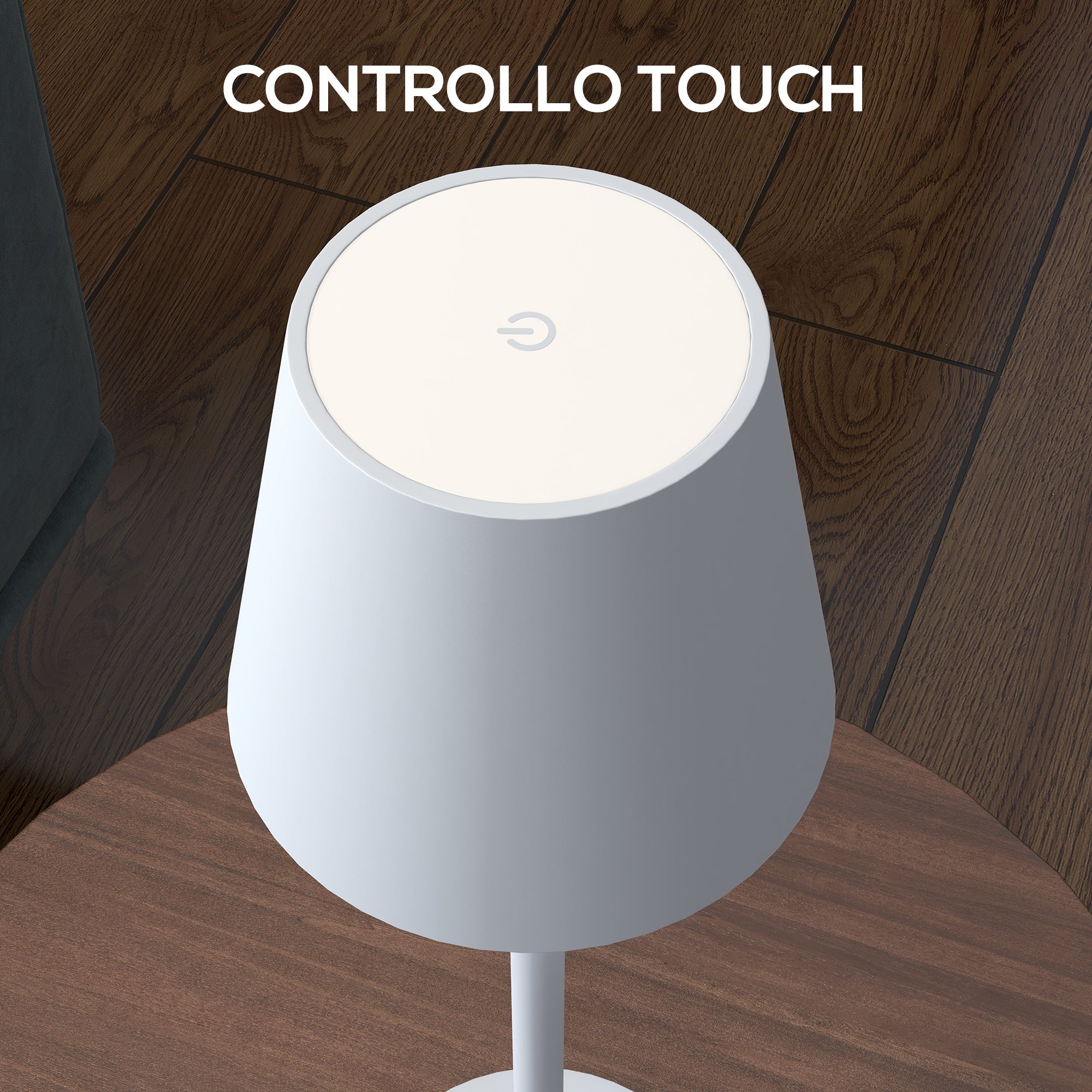 Lampada da Tavolo Portatile Ø11,2x36,5 cm in Acrilico e Metallo Grigio