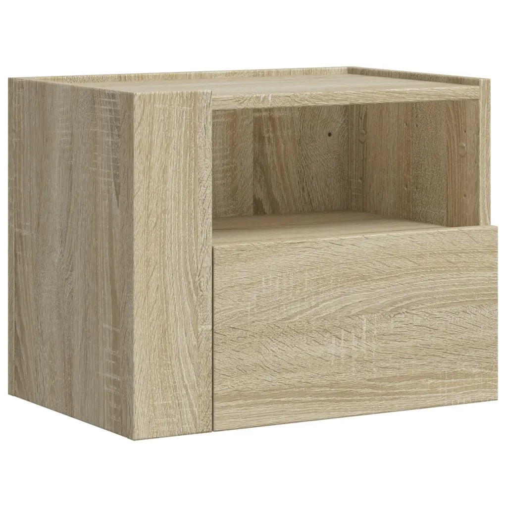Set di 2 Comodini | Armadio da Notte | Mobiletto da notte a Muro Rovere Sonoma 45x30x35 cm