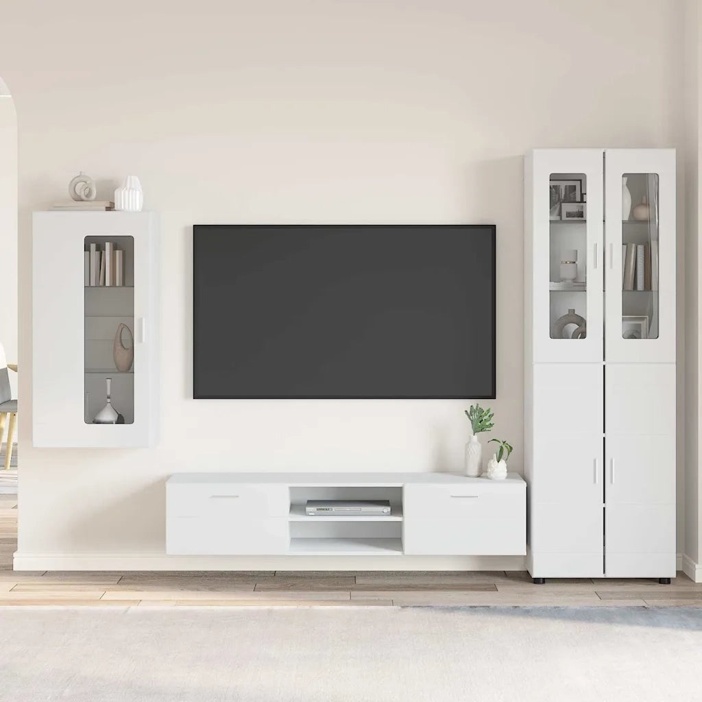 Set mobile TV con cassetto FLORIN Bianco Legno multistrato