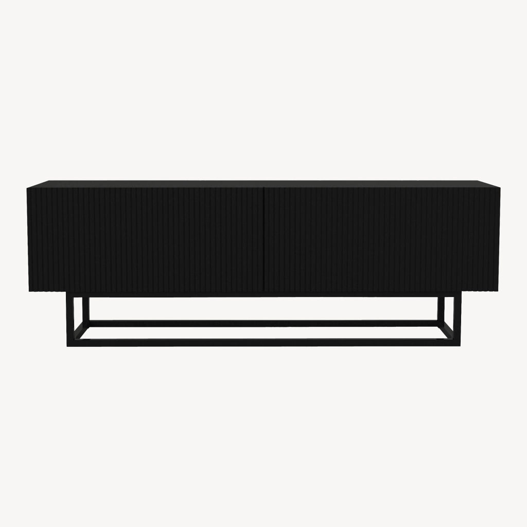 Mobile Porta TV Verpsboga a 2 Ante Decorative e Telaio in Metallo 135x32x47 cm - Nero [en.casa]