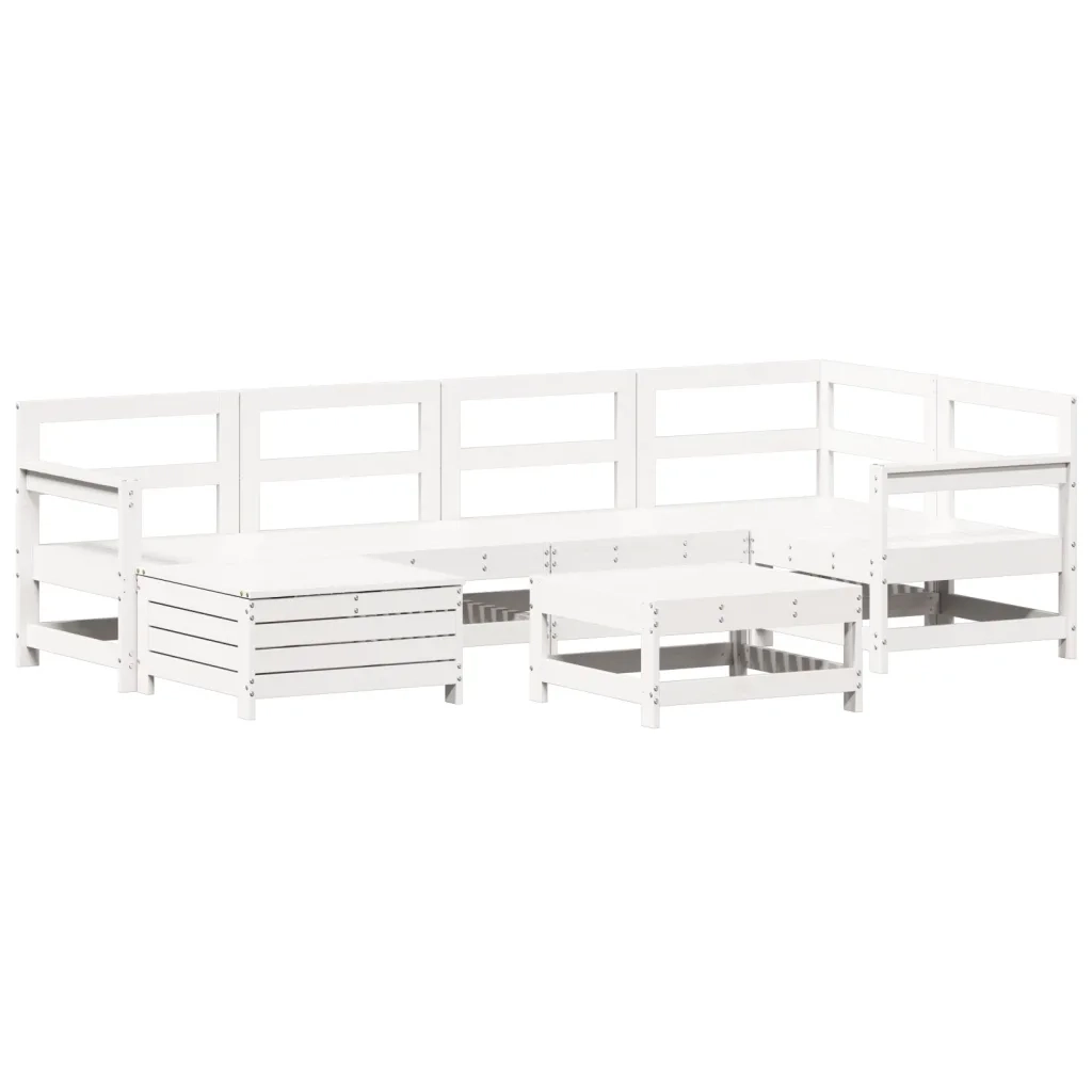 Set Divani da Giardino 7 pz Bianco in Legno Massello di Pino 3250941