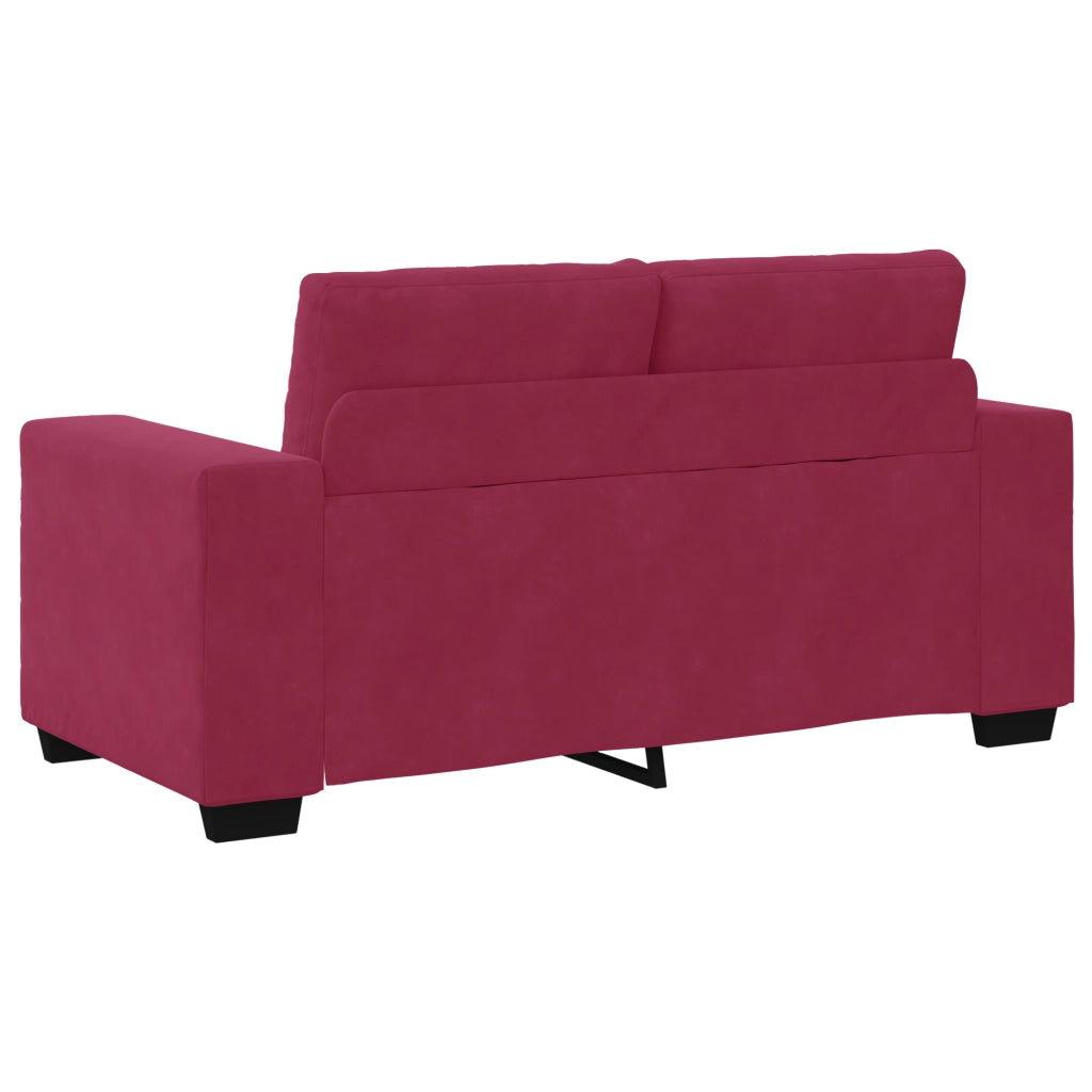 Set Divano a 2 Pezzi con Cuscini in Velluto Rosso Vino