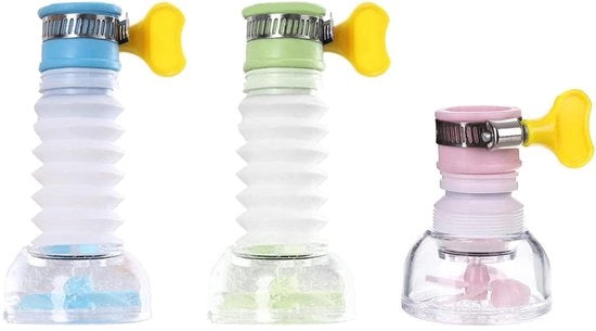 Spina da cucina a 3 vie - Efficace nell'uso dell'acqua - Adatto per rubinetti pieghevoli in cucina, bagno e doccia (rosa, verde, blu)