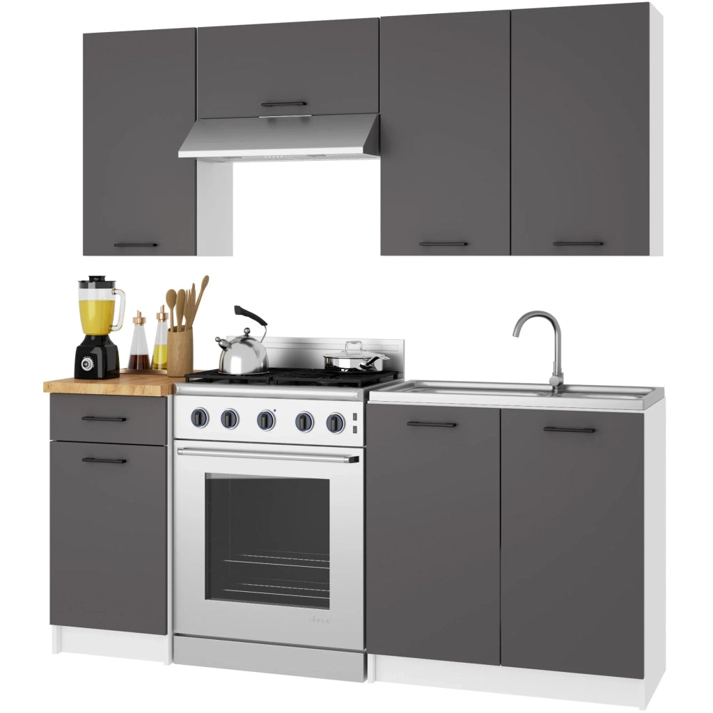 Mobile da cucina pensile sistema AKORD OLIWIA Bianco 30 cm 1 anta inserto frontale Grigio Grafite 30x30x72 cm