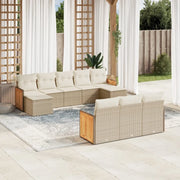 Set Divano da Giardino 10 pz con Cuscini Beige in Polyrattan 3228095