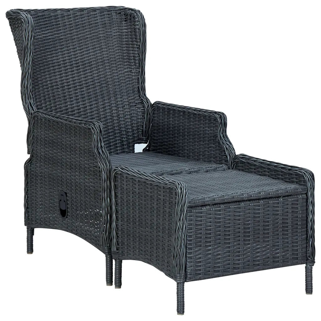 Set da Pranzo da Giardino 9pz e Cuscini Polyrattan Grigio Scuro 3060157