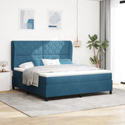 Letto a Box Spring con Materasso blu scuro 180x200 cm in Velluto