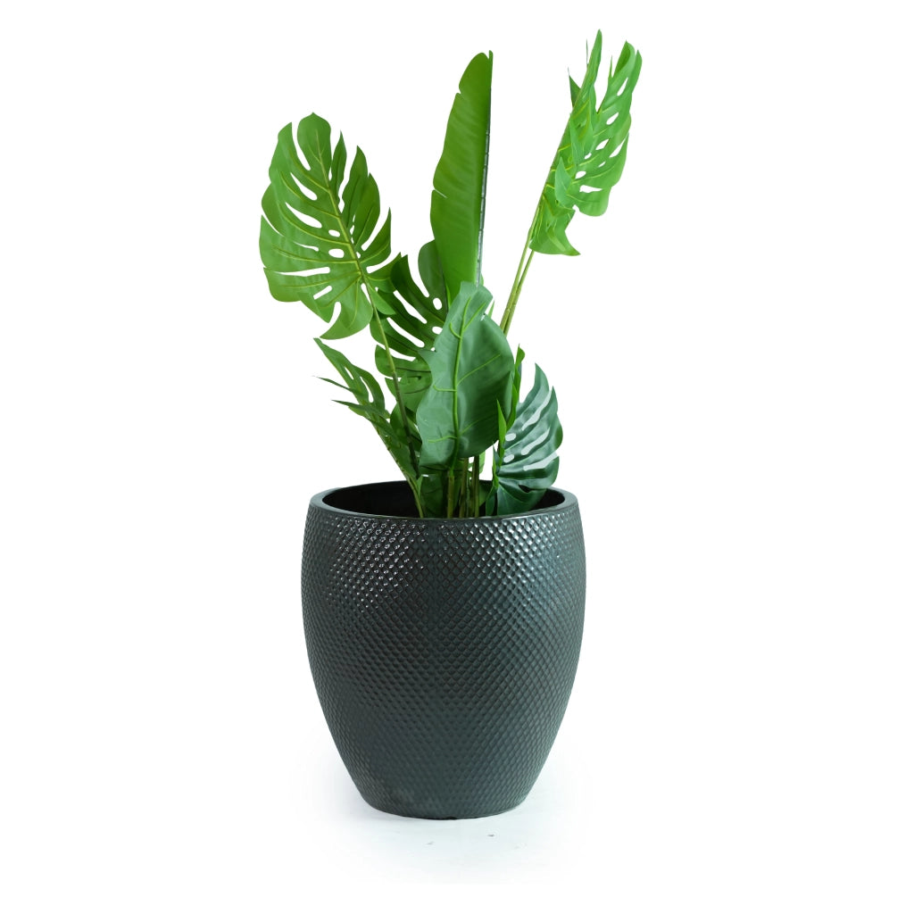 VASO in ceramica Ø46 cm H 53 cm verde scuro lucido con fori di drenaggio