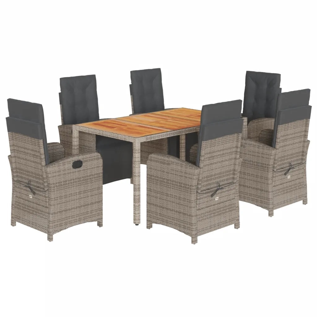 Set da Pranzo da Giardino 7 pz con Cuscini in Polyrattan Grigio 3212483